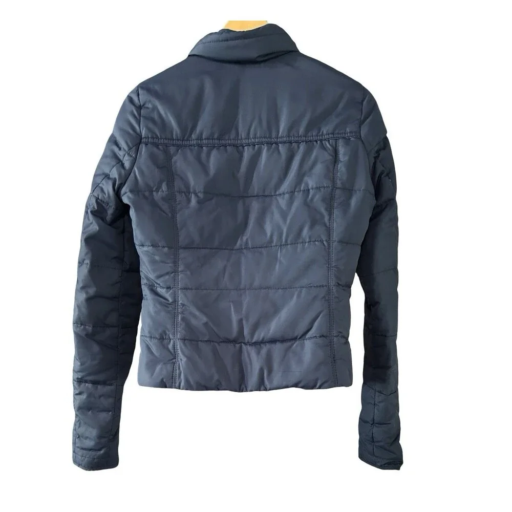 Abercrombie & Fitch Y2K Navy Blue Quilted Full Zip Moose Puffer Jacket Medium
